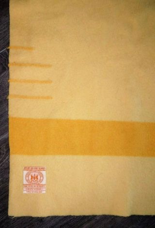 Vtg Antique Hudson Bay 4 - Point Yellow Gold Wool Blanket 62 " X 79 " England