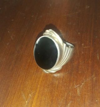 Vintage Sterling Silver Ring Marked 925 Black Onyx Size 7 Unisex Jewelry