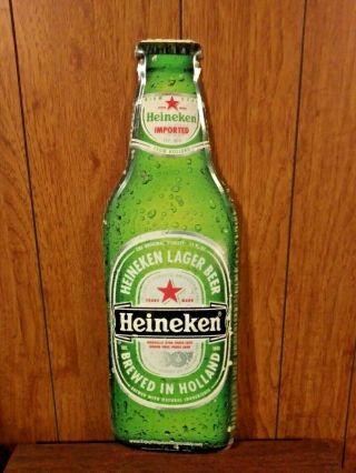 Vintage Heineken Beer Bottle Tin Tacker Sign 23 " Man Cave