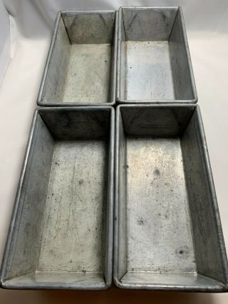 4 Vintage Heavy Aluminum Mini Loaf Pans 7.  75 " X 4 " X 2.  25 "