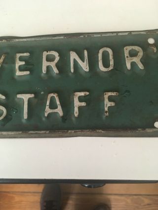 Vintage Governor’s Staff License Plate Front Tag 1950’s ?? 3