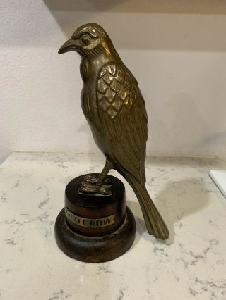 Rare Antique Old Crow Kentucky Bourbon Whiskey Bar Advertising Brass Crow Statue