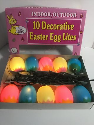 Vintage Easter Egg String Lights Indoor/outdoor,  10 Lights Nos Box