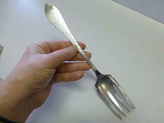 Kalo Hand Wrought Hammered Sterling Silver Meat Serving Fork Art Deco 8 5/8 "