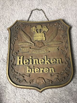 Imported Heineken Bieren Beer Sign Windmill Shield 1982 Bar Breweriana Vintage 2