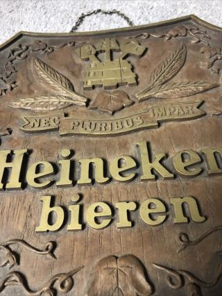 Imported Heineken Bieren Beer Sign Windmill Shield 1982 Bar Breweriana Vintage 3