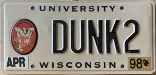 Rare 1998 Wisconsin University Of Winsonsin Badgers License Plate