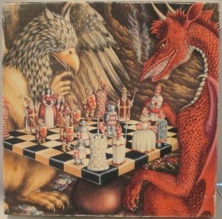 Vintage 1987 Warren Masters Of The Game Puzzle Dragon Vs Griffon Playing Chess