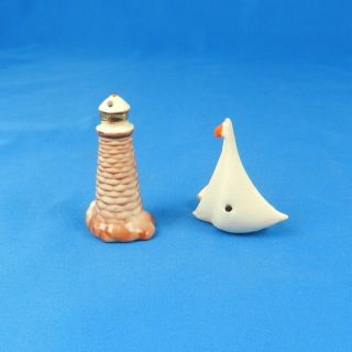 Arcadia Ceramics LIGHTHOUSE & SAIL BOAT Vintage Miniature Salt & Pepper Shaker 3