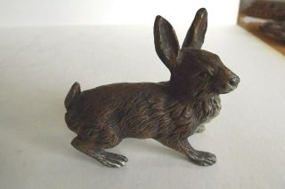 Antique Cold Painted Metal Model Of A Hare With Good Fine Casting Detail C 1900