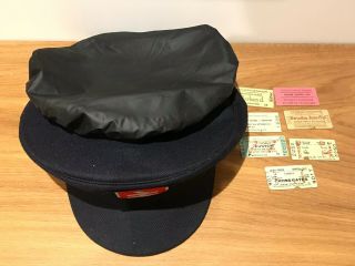 Vintage Br British Railway Rail Hat Cap Size 7 1/8 57 With Rain Cover