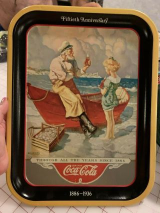 D34 Coca - Cola Tray Vintage 1987 50th Anniversary Sea Captain Coke