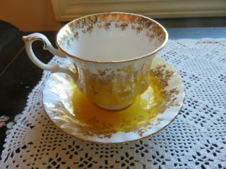Vintage Royal Albert Teacup & Saucer Regal Series Bright Yellow Exc
