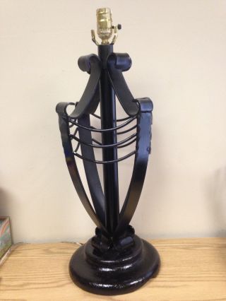 Large Vintage Wrought Iron Black Gothic Table Lamp
