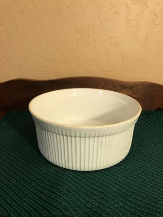 Vintage Apilco Souffle Casserole Round White Dish Size 8