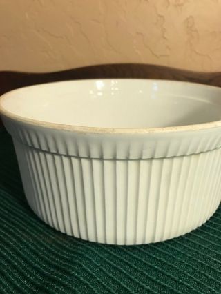 Vintage Apilco Souffle Casserole Round White Dish Size 8 2