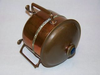 Fine Antique Arts & Crafts Copper Tea Caddy Box Tobacco Jar With Ruskin Cabochon