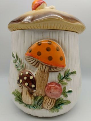 Vintage 1978 Sears Roebuck Merry Mushroom Kitchen Canister Cookie Jar 8 "