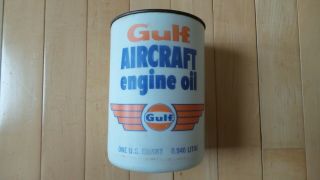 Vintage Gulf Aircraft Engine Motor Oil Plastic Can 1 Qt.  Coin Bank -