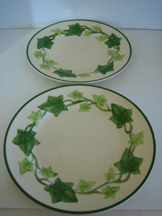 2 Franciscan Ivy Pattern 8 1/4 " Salad Plates Made In California Leaf & Vine Vtg