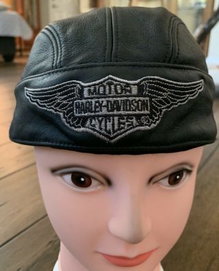 Rare Harley Davidson Black Leather Doo Rag Large 99564