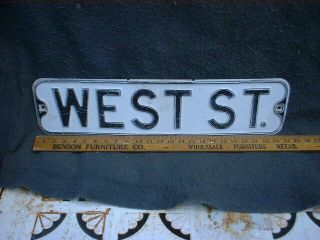 West St Vintage Street Sign Embossed 24 X 6 Black & White Heavy L@@k
