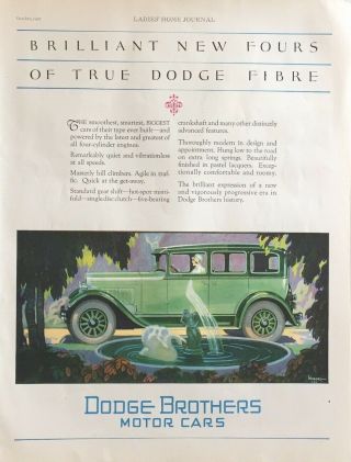 Vintage 1927 Dodge Brothers Motor Cars Full - Page Color Print Ad