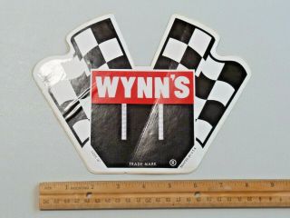 Vintage Wynn ' s Friction Proofing Engine Oil Large Checker Flags Sticker 9 