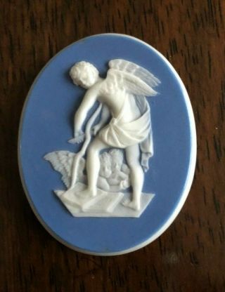 Antique 18th Adams Jasperware Medallion " Cupid Shaving His Bow " C1790 - Wedgwood