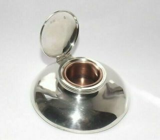Antique Solid Silver Sterling Inkwell,  Charles Boyton & Son,  London 1918