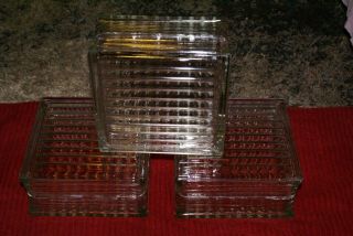 Vintage Single Reclaimed Architectural Glass Building Block - Ribbed Pattern.