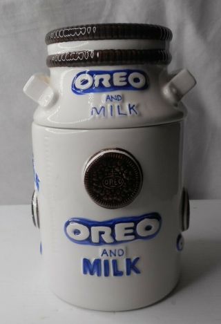 Vintage Nabisco Oreo And Milk Cookie Jar 9 1/2 " Tall X 5 1/2 " Diameter