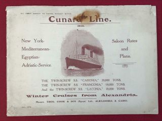 Cunard Line S.  S.  " Caronia  Franconia  Laconia " Saloon Rates & Plans 1914.