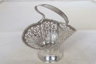 A Stunning Antique Solid Sterling Silver Handled Pierced Basket Chester 1912.