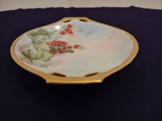 Vintage Hand Painted Floral Porcelain Trinket Dish Germany Gold Gilt Trim 2
