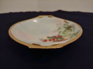 Vintage Hand Painted Floral Porcelain Trinket Dish Germany Gold Gilt Trim 3