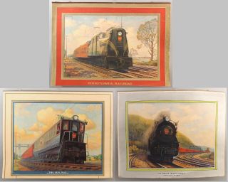 3 1933 Grif Teller Prr Pennsylvania Railroad Travel Locomotive Train Posters