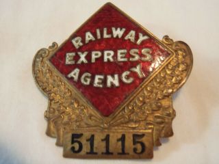 Vintage Rea Railway Express Agency Railroad Employee Hat Badge Very Old Badge