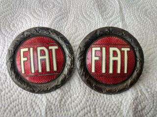 2 Vintage Fiat Automobile Car Emblem Made In Italy