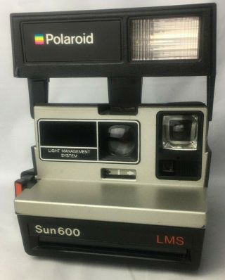 Polaroid Sun 600 Lms - Camera Instant Film - Black - W/built In Flash - Vintage