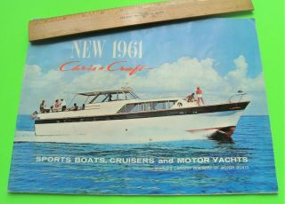 1961 Chris Craft Motor Yacht Full Line Color Brochure 36 - Pgs 17 Boat Models Xlnt
