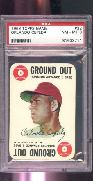 1968 Topps Game 32 Orlando Cepeda St Louis Cardinals Psa 8 Graded Baseball Card