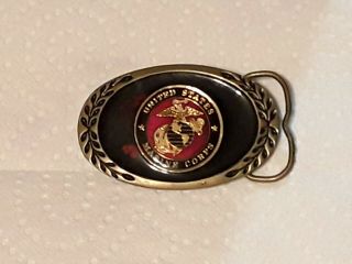 Vintage Solid Brass Usmc Belt Buckle United States Marine Corps