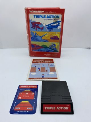 1981 Vintage Triple Action W/ Box Mattel Intellivision Video Game Racing Tanks