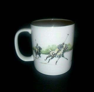 Vintage Ralph Lauren Polo Scene 1983 Coffee Cup Mug Bone England 16 Oz.