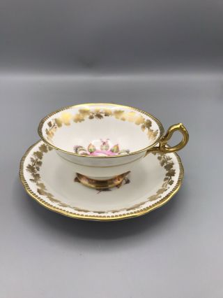 Vtg Royal Chelsea English Bone China Rose Leaf Design Tea Cup & Saucer England