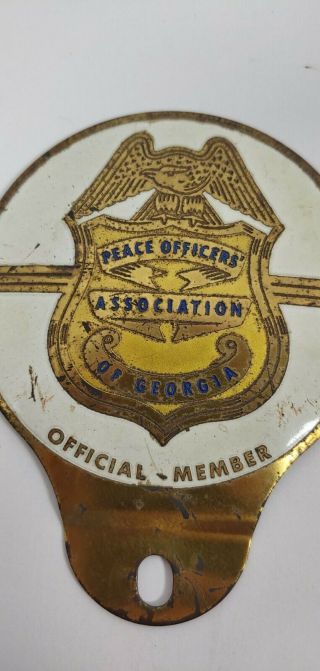 Vtg Peace Officers Association Of Georgia Official Member License Plate Topper 2
