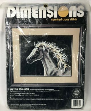 Vtg Dimensions Stately Stallion Counted Cross Stitch Kit 3745 From 1993 Horse