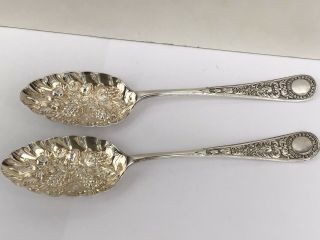 A Victorian Solid Silver Berry Spoons,  1900 - Walker & Hall