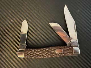 Vintage Imperial Ireland Folding Pocket Knife 3 Blade 4 " Brown Case